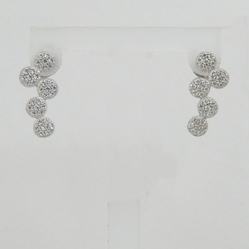 Sterling Silver/CZ 5 Drop Stud Earrings